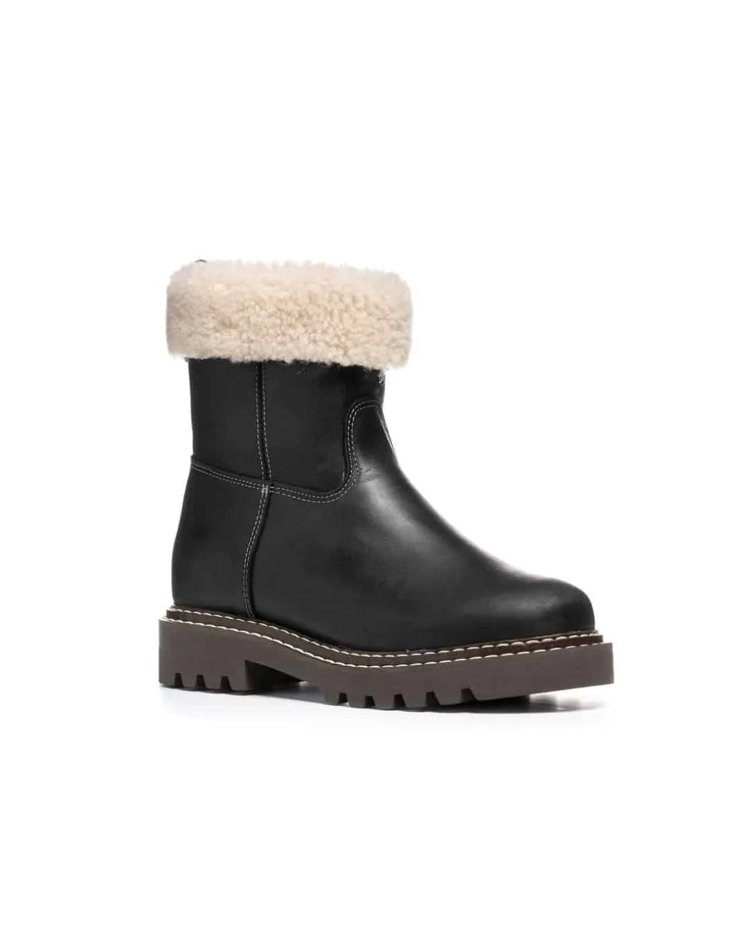 Bottines Hiver Femme Anfibio Cuir Doublées 100% Laine Naturelle