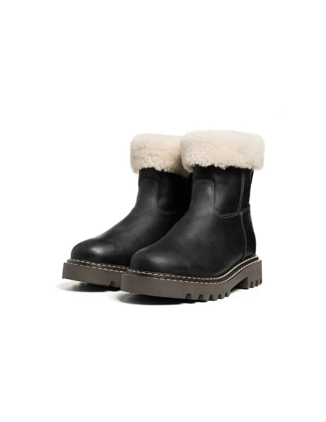 Bottines Hiver Femme Anfibio Cuir Doublées 100% Laine Naturelle