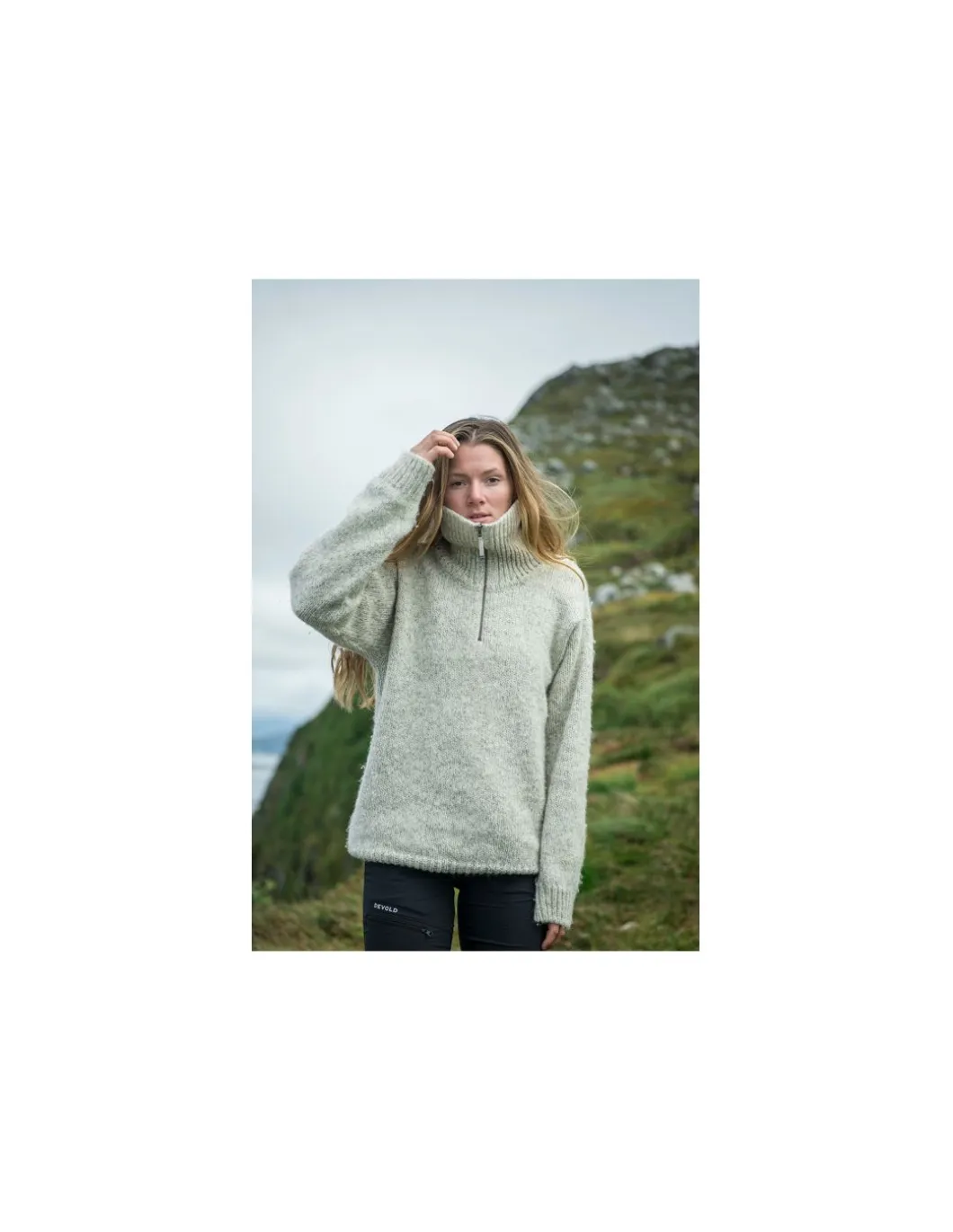 Pull Laine Vierge 1/4 Zip Gris Chiné 386410BEI