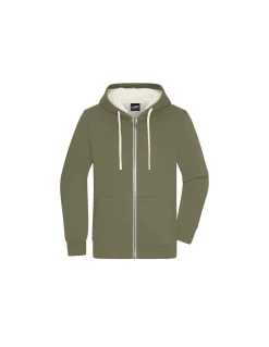 Sweatshirt à Capuche Hommme Zippé Doublé Sherpa