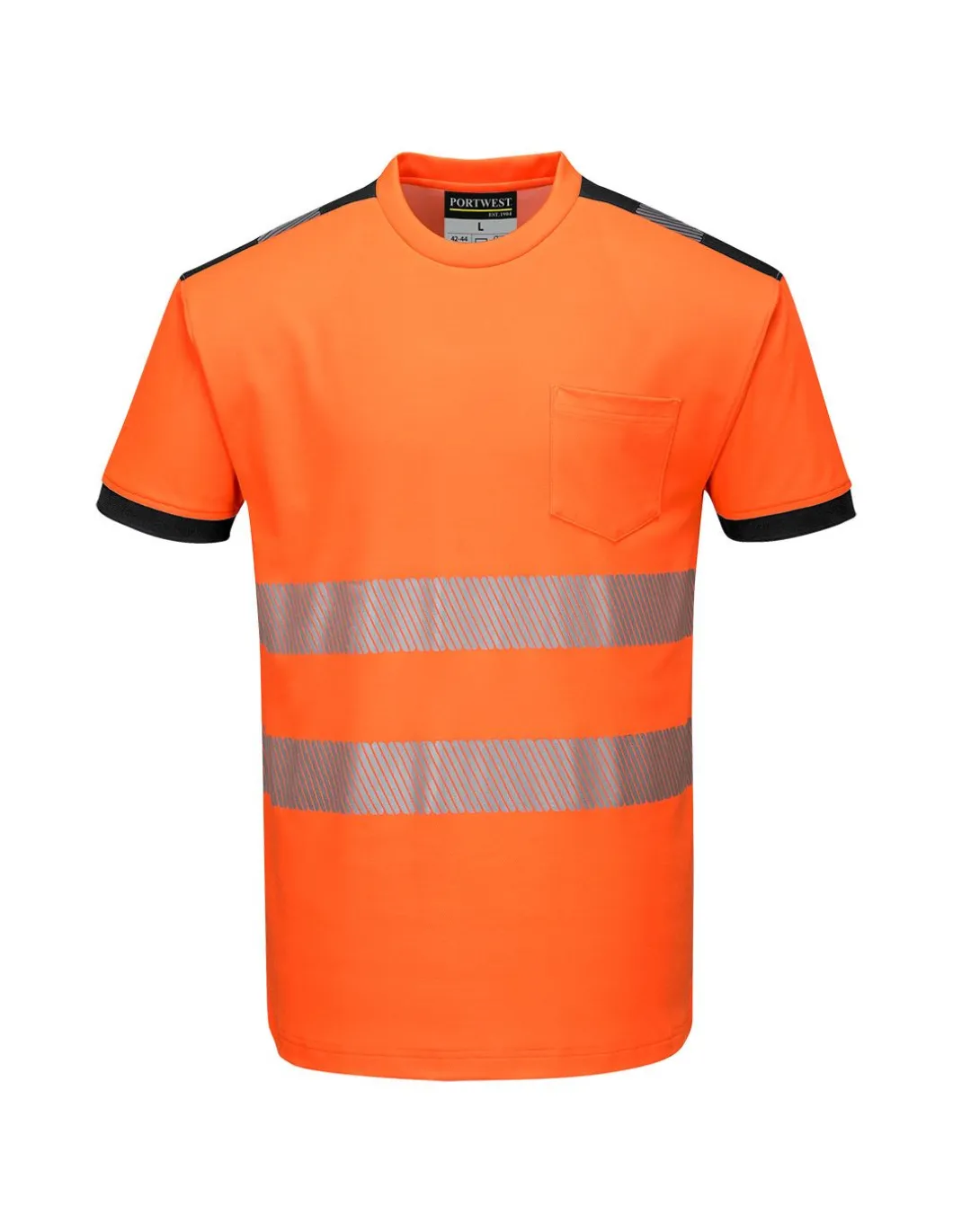 Teeshirt Coton Avec Poche Et Bandes Segmentées EN20471 Classe 2 T181 Portwest